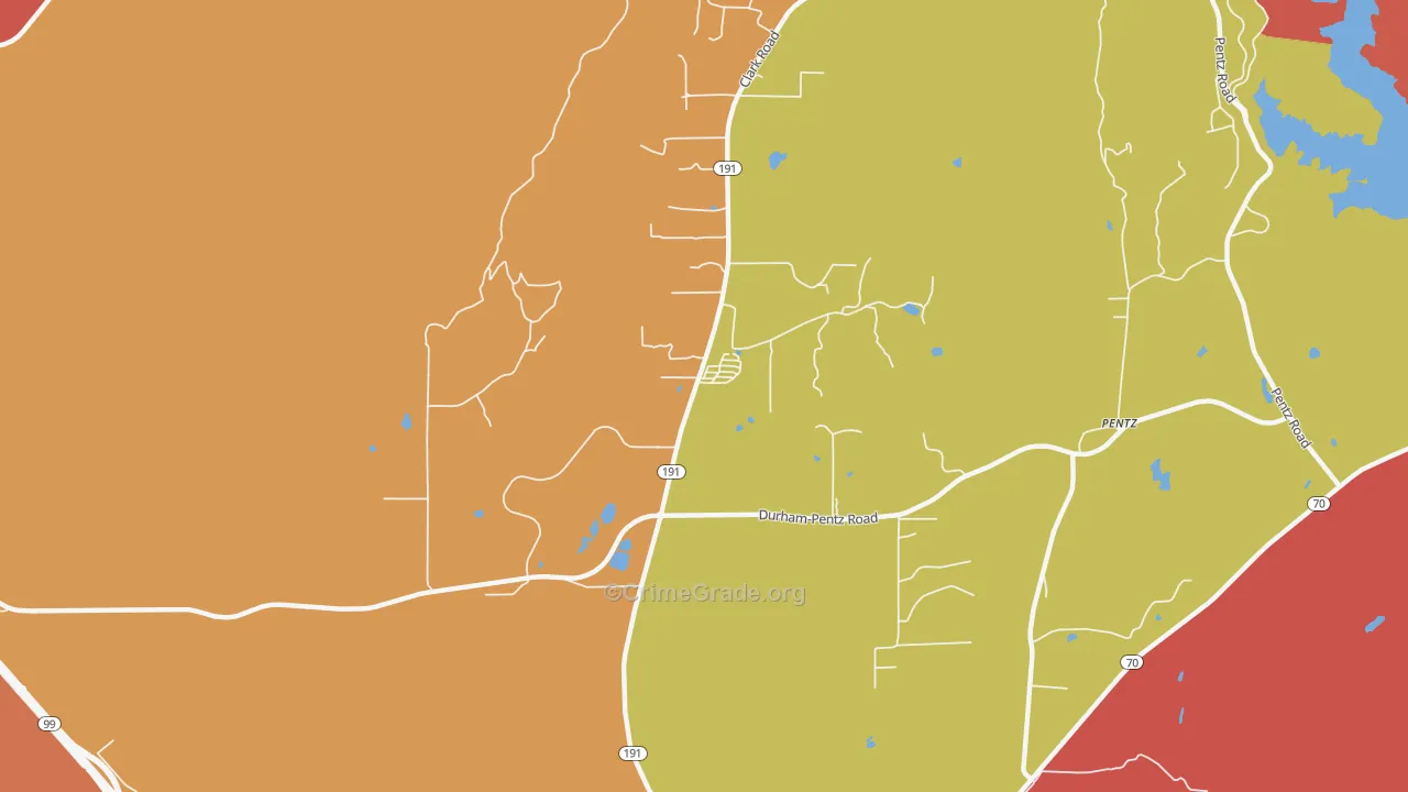 Butte Valley, CA Map of Burglary Rates
