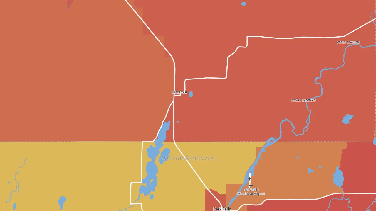 Butternut, WI Map of Burglary Rates