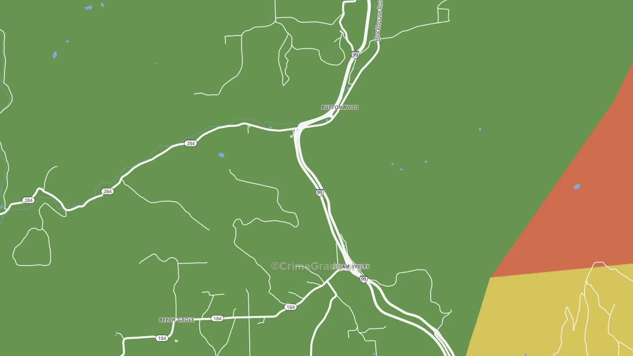 Buttonwood, PA Map of Burglary Rates