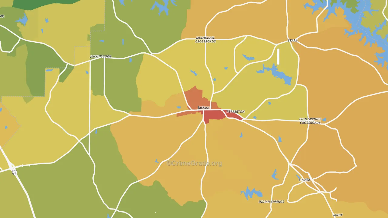 Butts County, GA Map of Burglary Rates