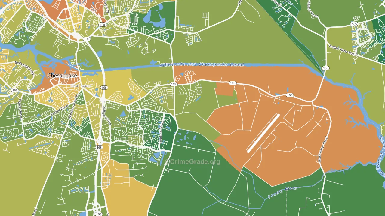 Butts Station, Chesapeake, VA Map of Burglary Rates