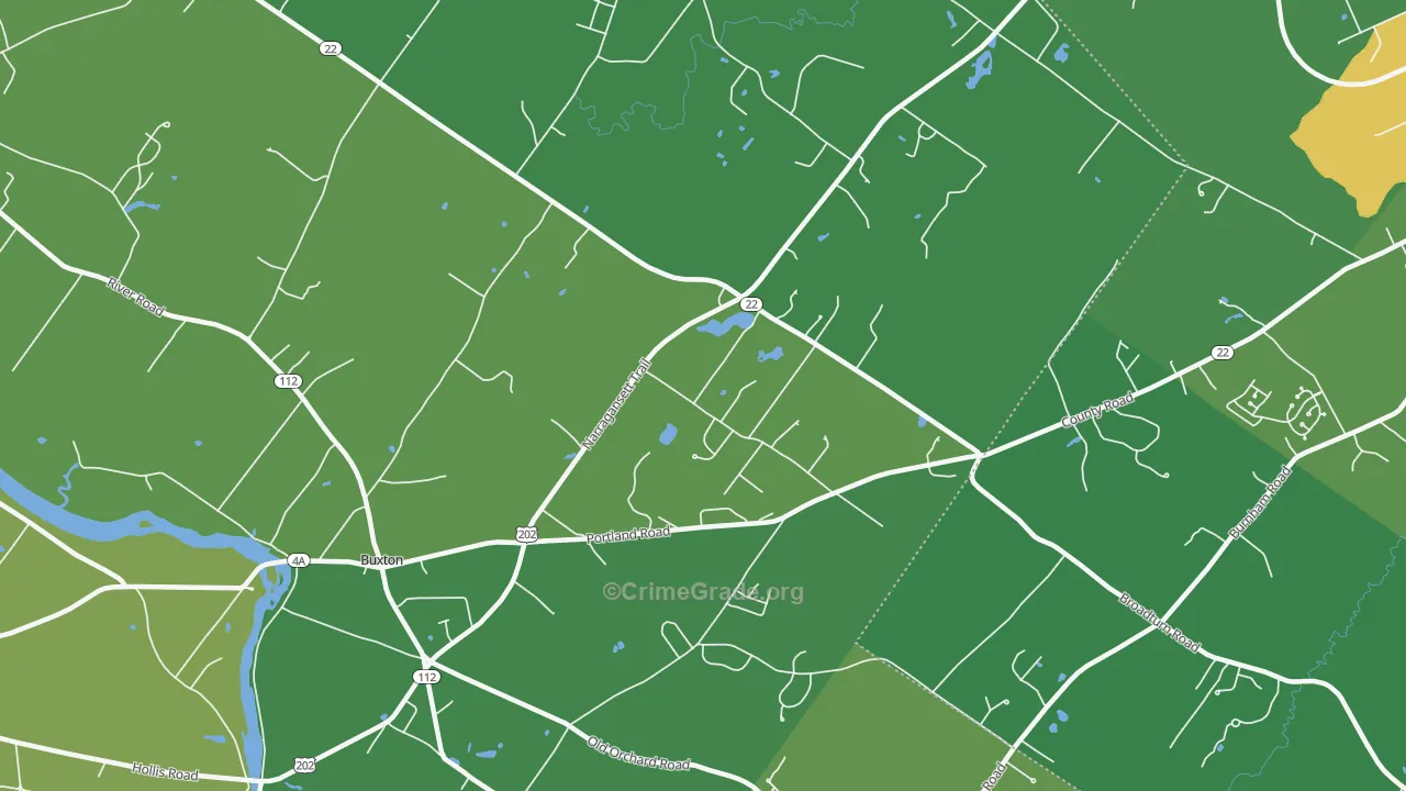 Buxton, ME Map of Burglary Rates