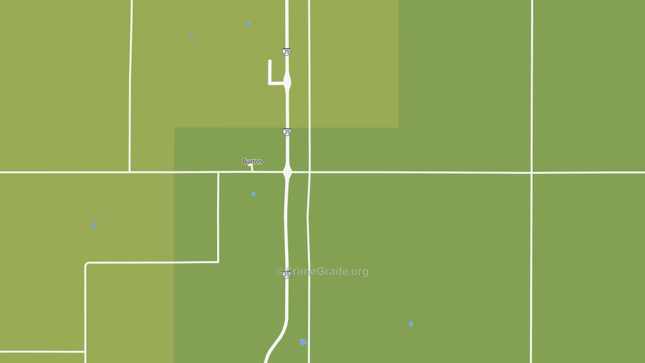 Buxton, ND Map of Burglary Rates