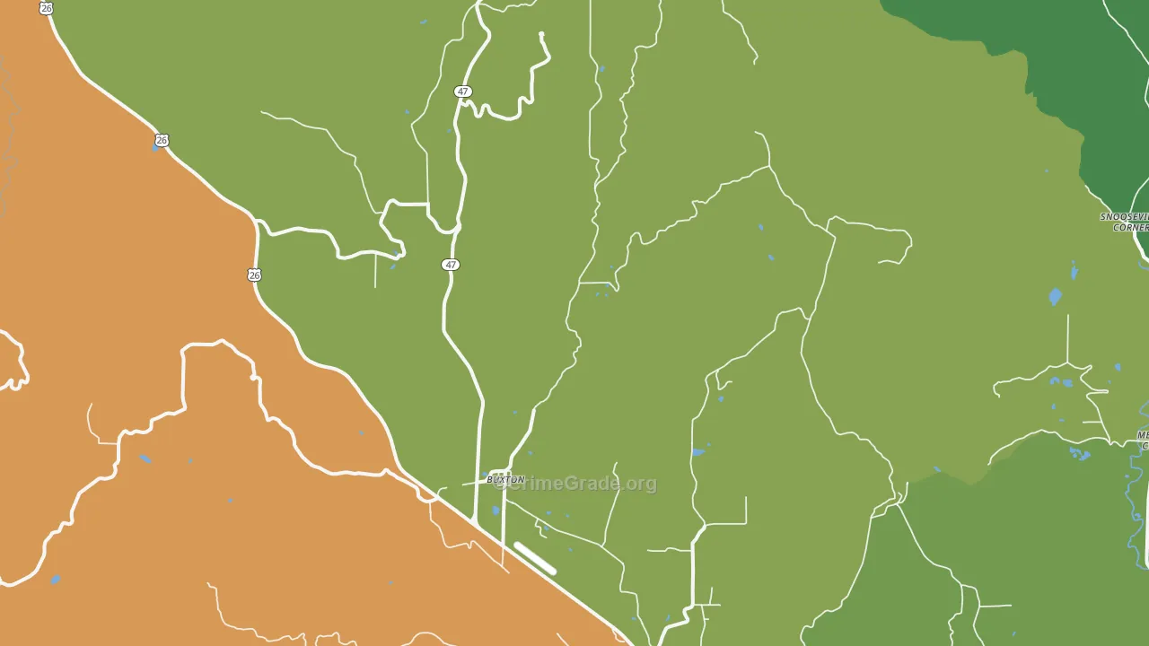 Buxton, OR Map of Burglary Rates