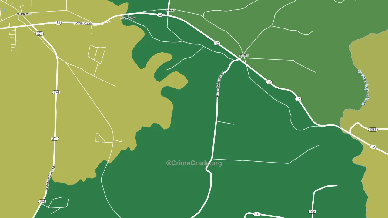Bybee, KY Map of Burglary Rates