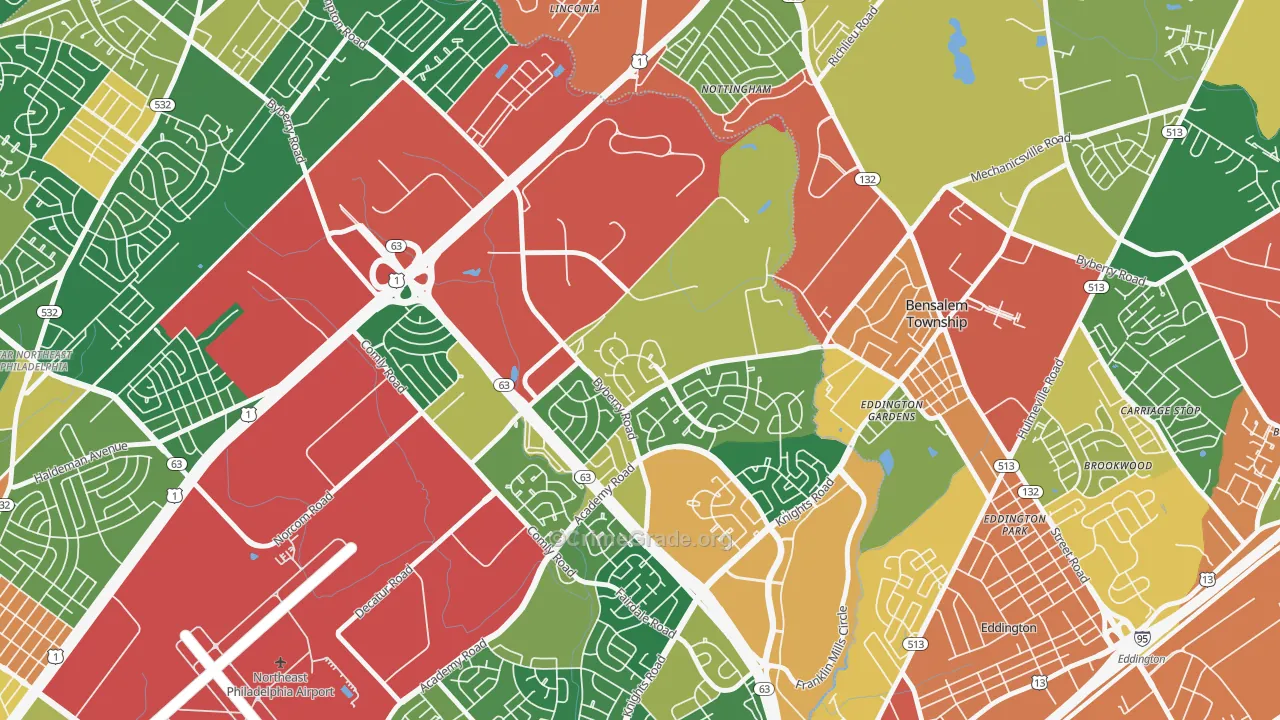 Byberry, Philadelphia, PA Map of Burglary Rates