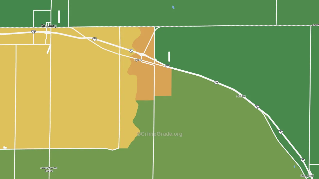 Byers, CO Map of Burglary Rates