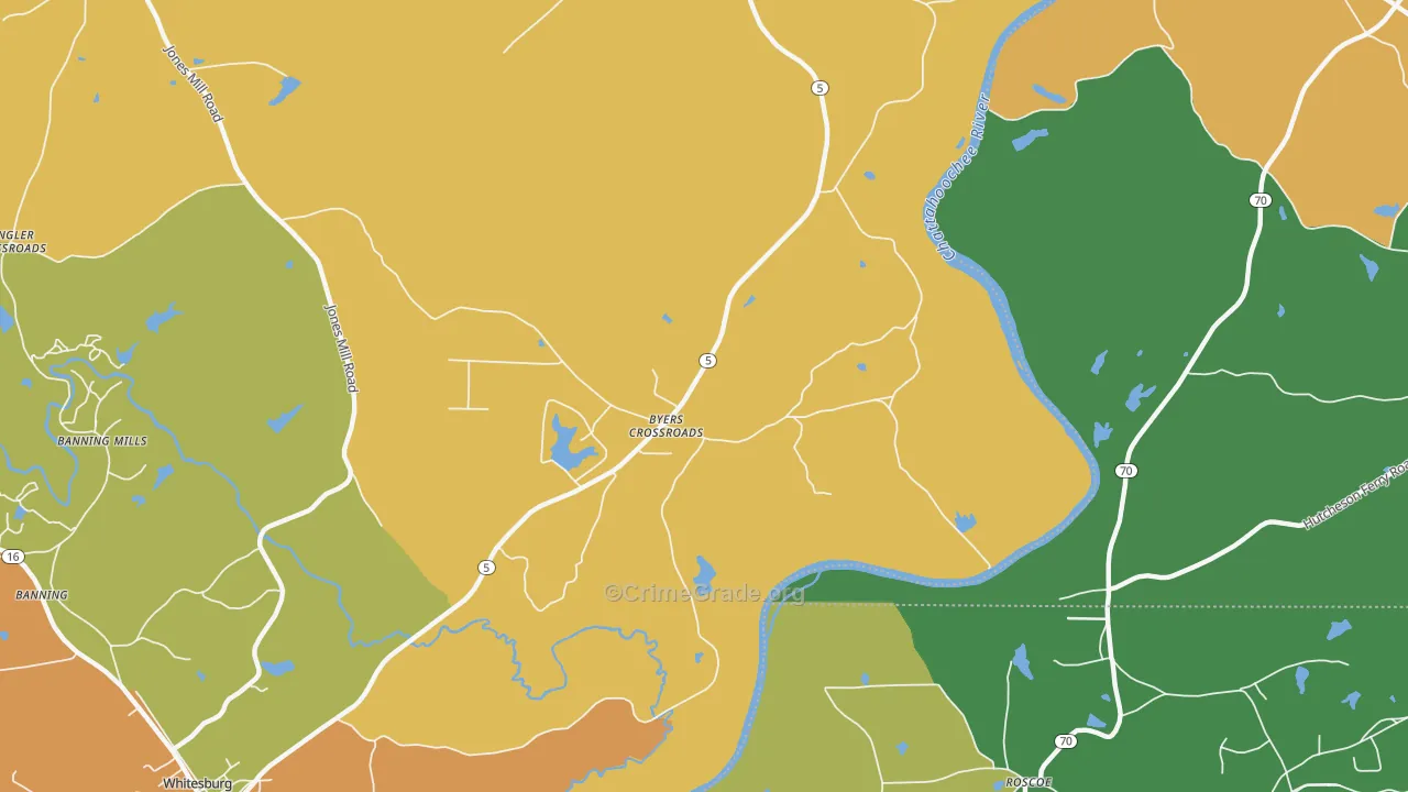 Byers Crossroads, GA Map of Burglary Rates