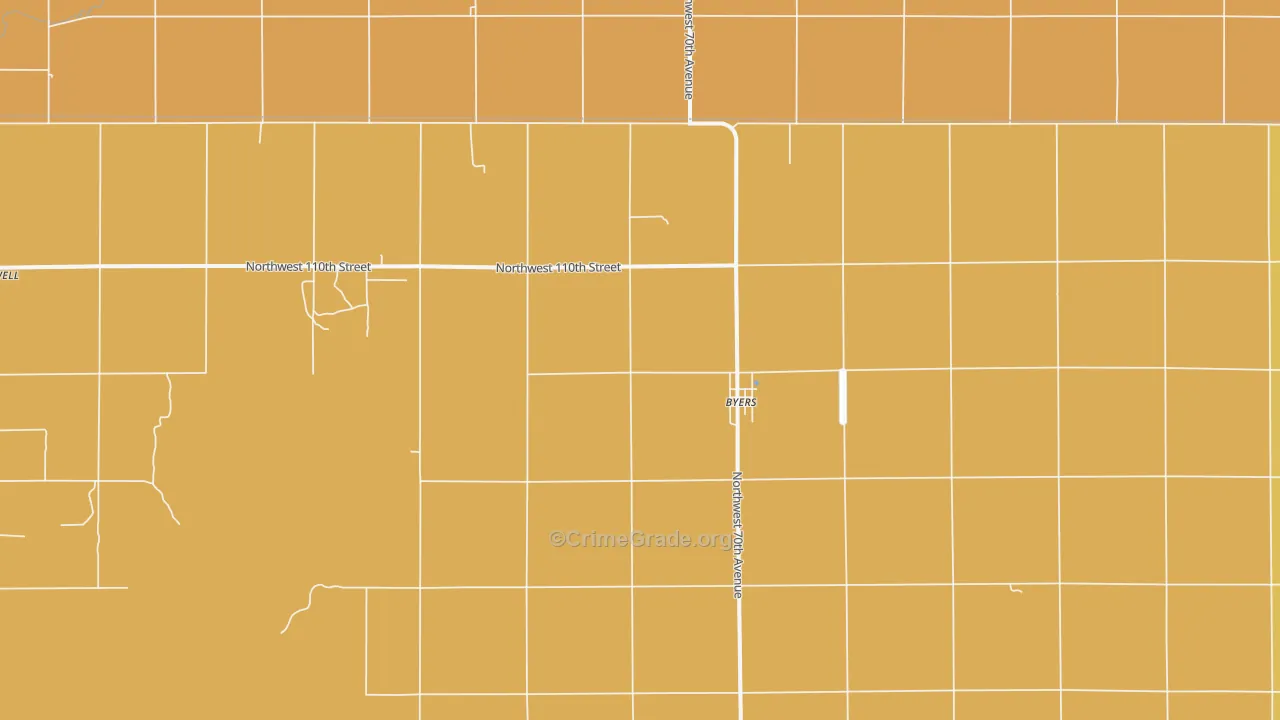 Byers, KS Map of Burglary Rates