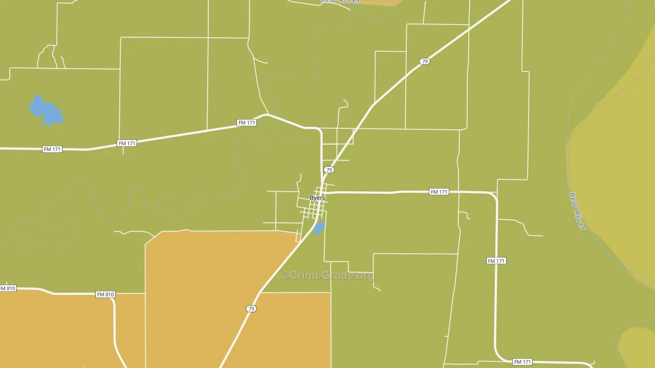 Byers, TX Map of Burglary Rates