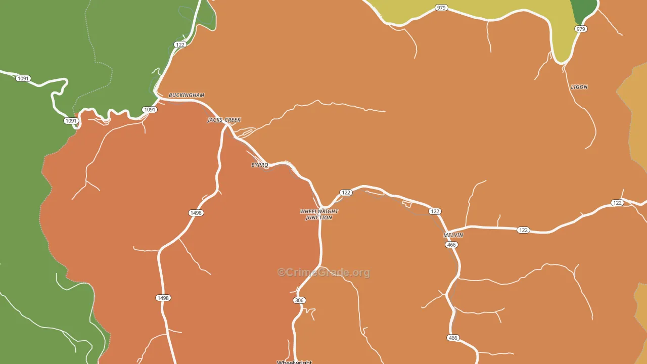 Bypro, KY Map of Burglary Rates