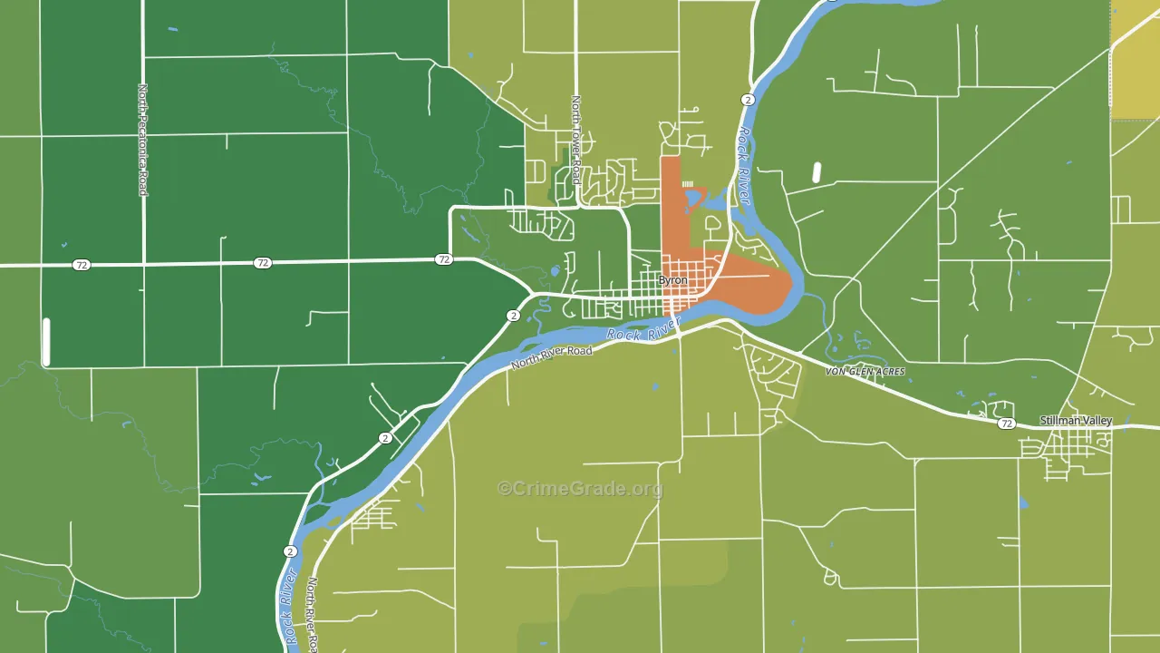 Byron, IL Map of Burglary Rates