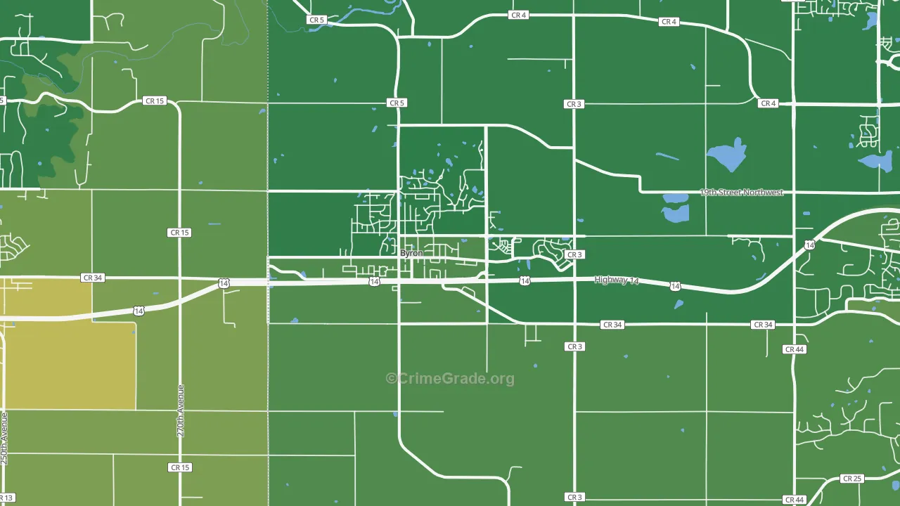 Byron, MN Map of Burglary Rates