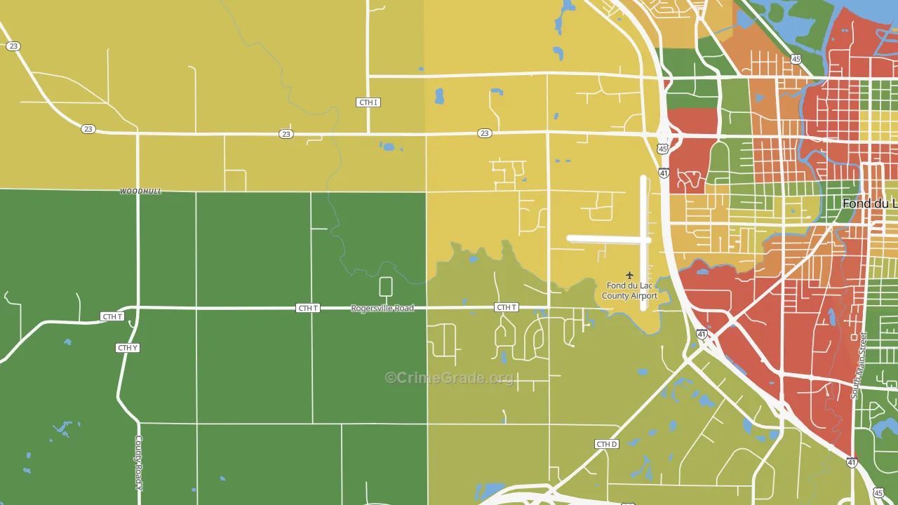 Byron, WI Map of Burglary Rates