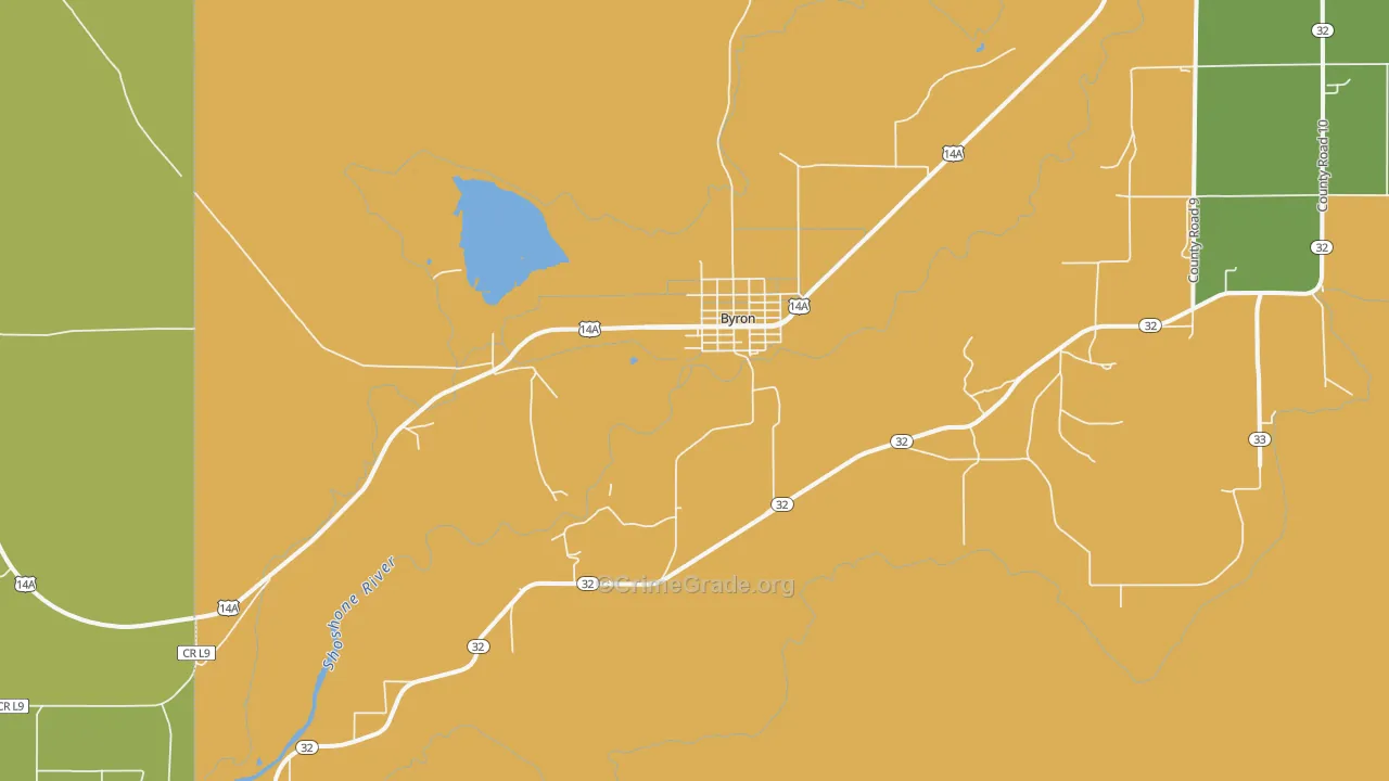 Byron, WY Map of Burglary Rates