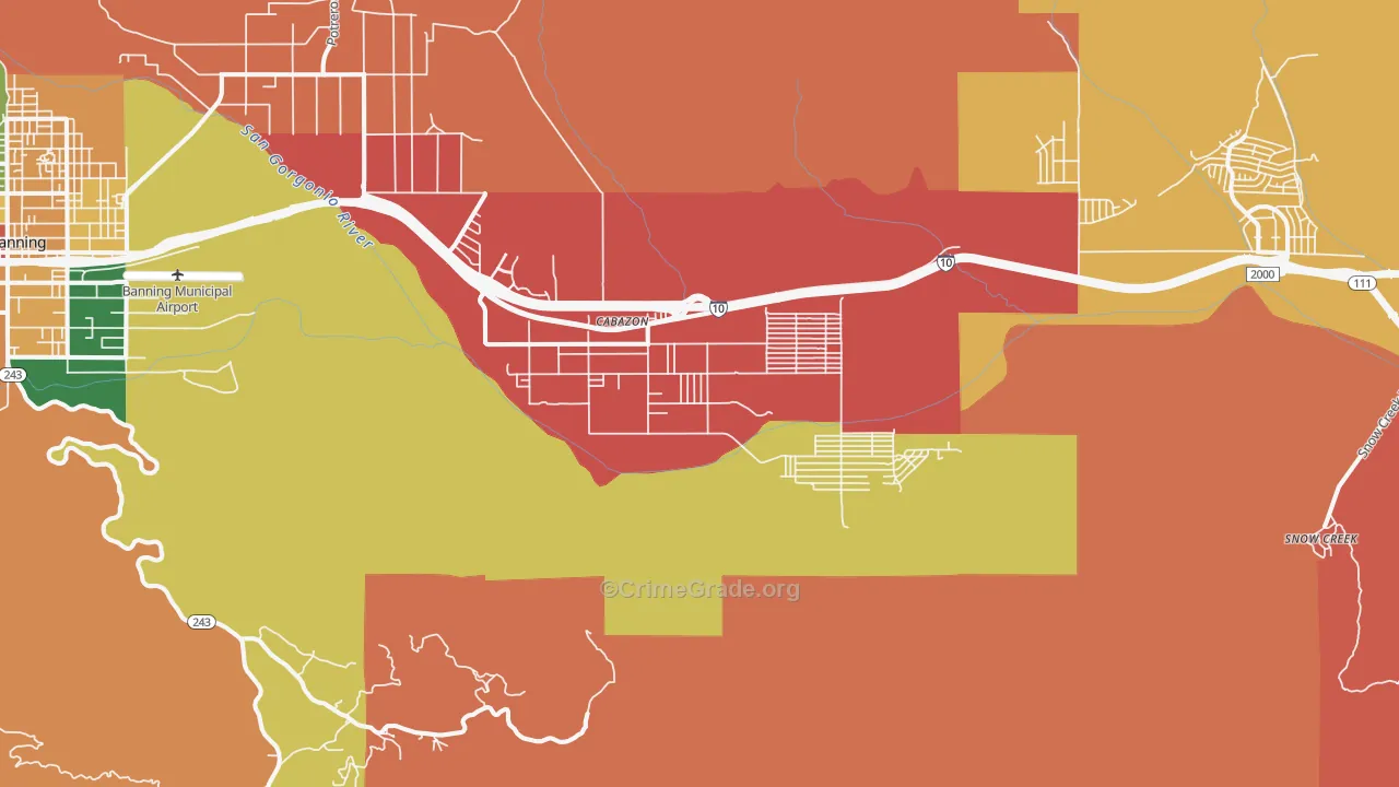 Cabazon, CA Map of Burglary Rates