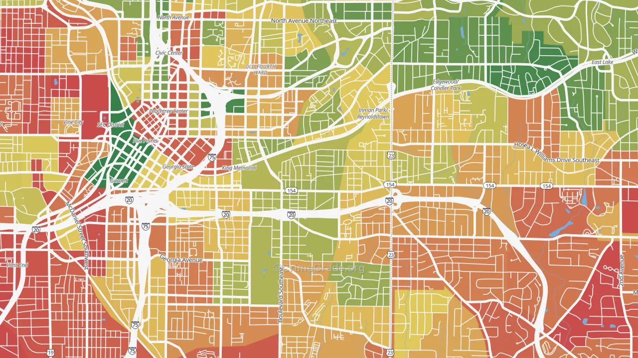 Cabbage Town, Atlanta, GA Map of Burglary Rates