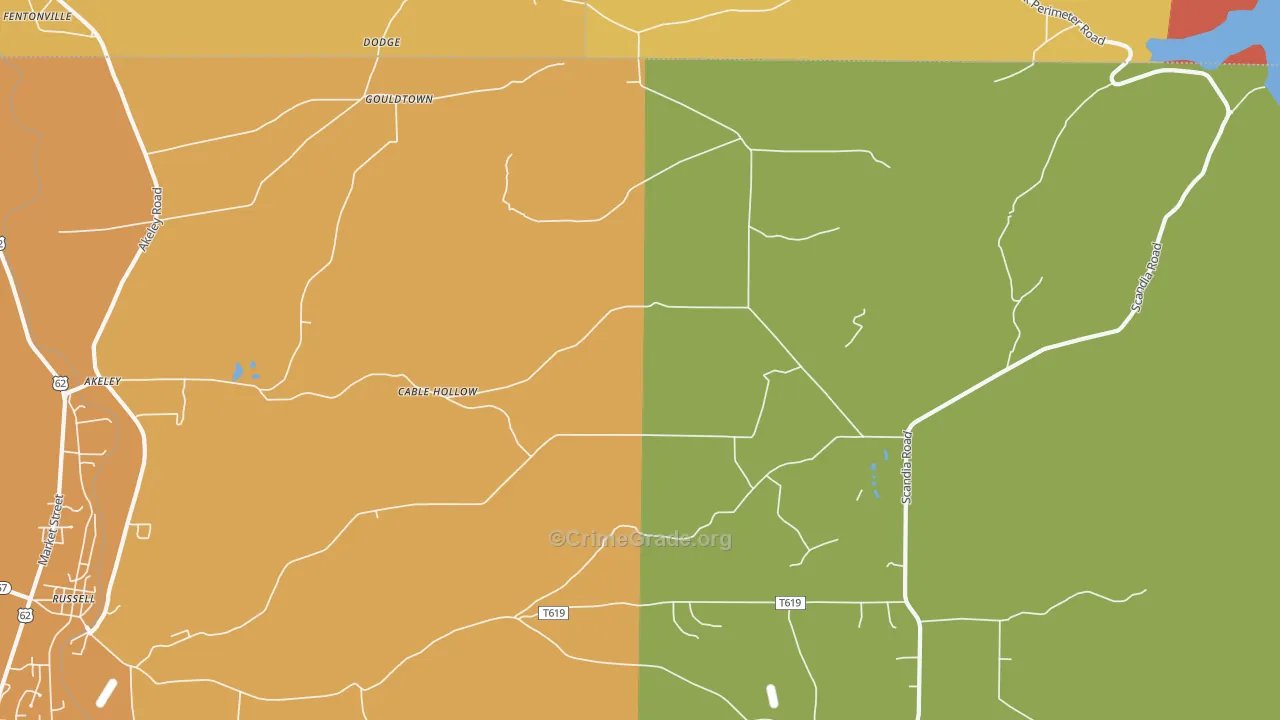 Cable Hollow, PA Map of Burglary Rates