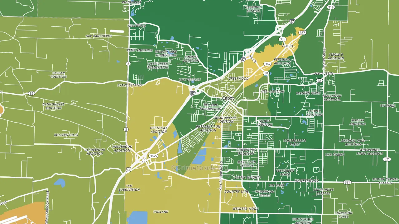 Cabot, AR Map of Burglary Rates