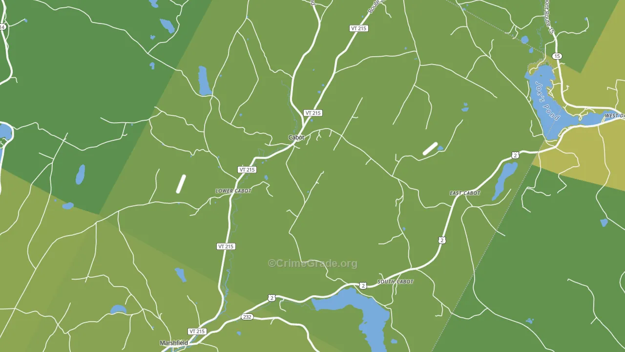 Cabot, VT Map of Burglary Rates
