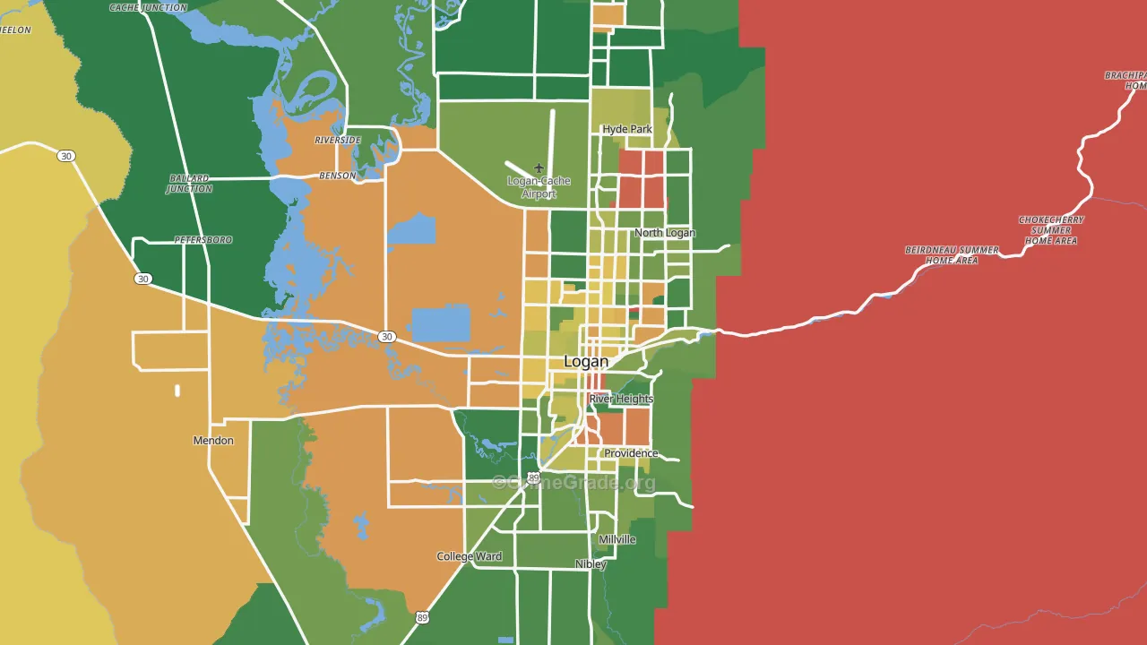 Cache County, UT Map of Burglary Rates