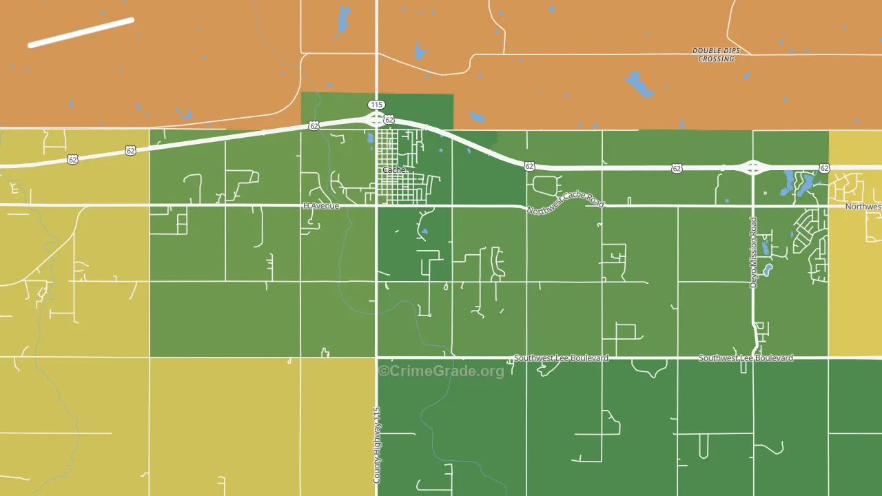 Cache, OK Map of Burglary Rates