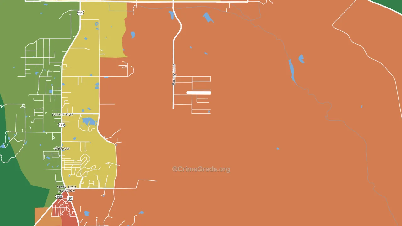 Cactus Flat, AZ Map of Burglary Rates