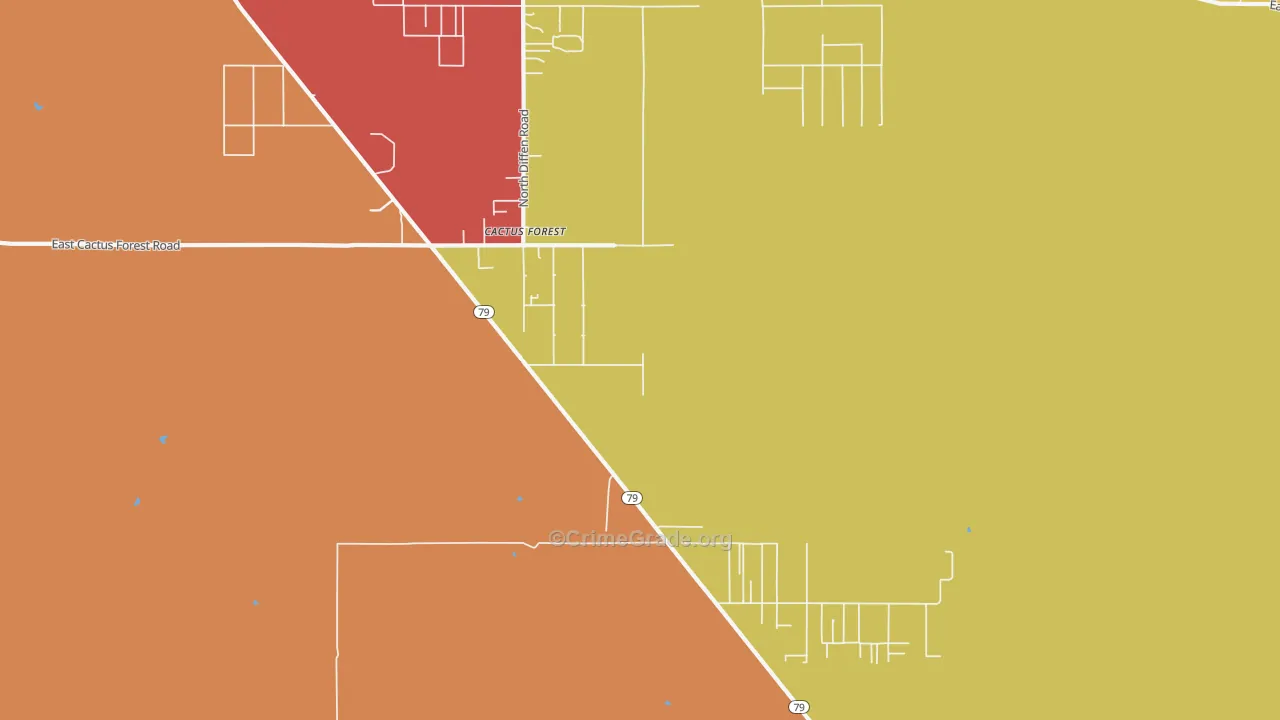 Cactus Forest, AZ Map of Burglary Rates