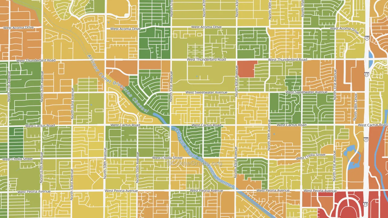 Cactus Gale, Glendale, AZ Map of Burglary Rates