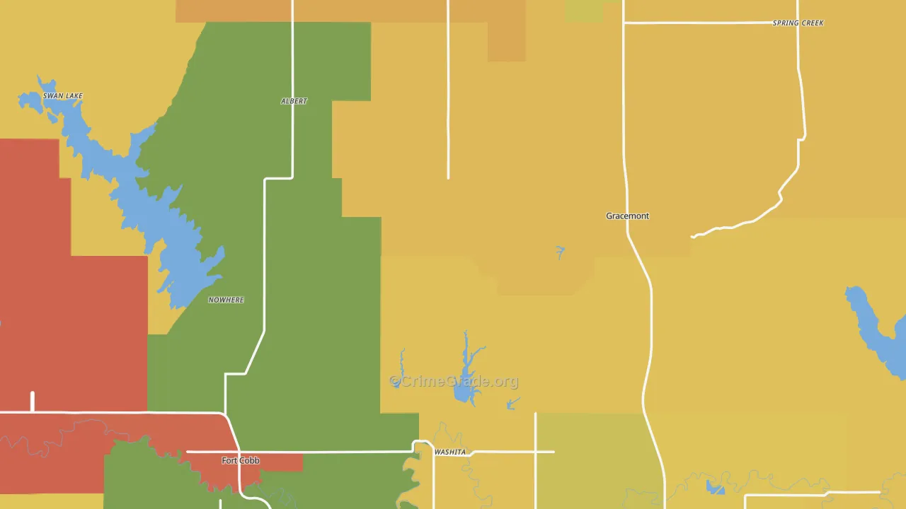 Caddo County, OK Map of Burglary Rates
