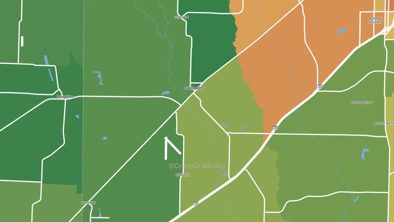Caddo Mills, TX Map of Burglary Rates