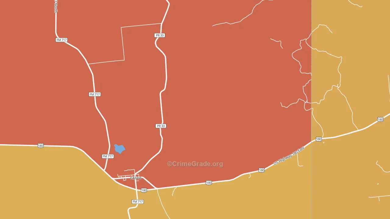 Caddo, TX Map of Burglary Rates