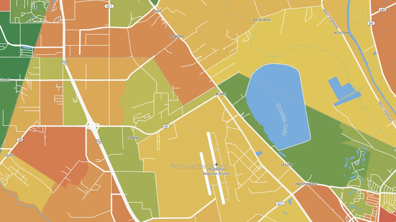 Cade, LA Map of Burglary Rates