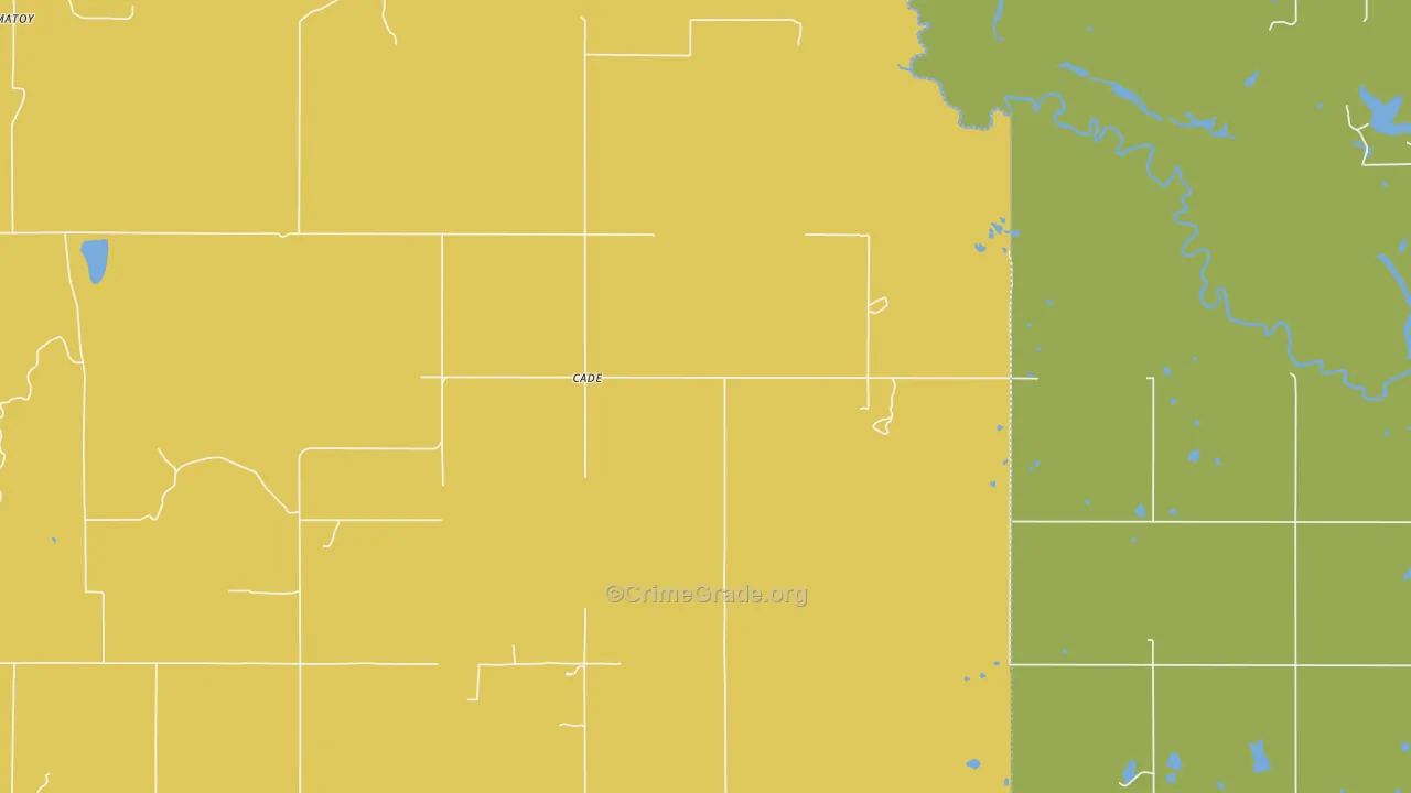 Cade, OK Map of Burglary Rates