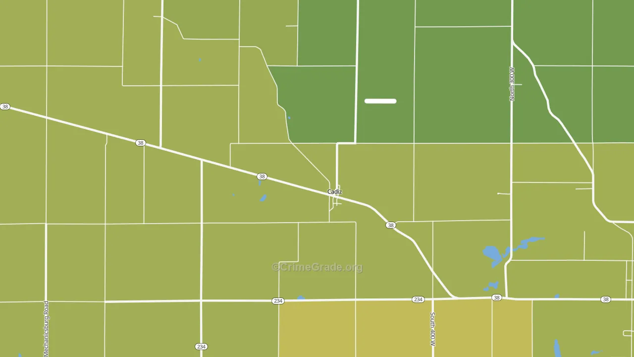 Cadiz, IN Map of Burglary Rates