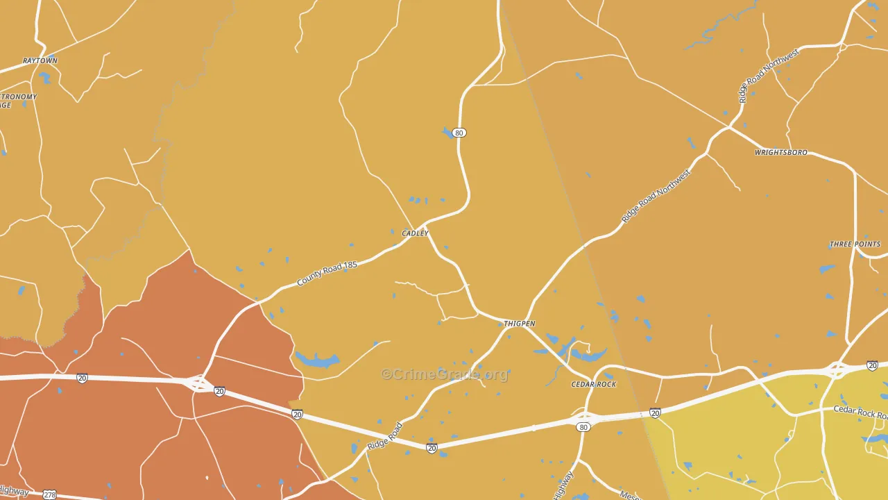 Cadley, GA Map of Burglary Rates