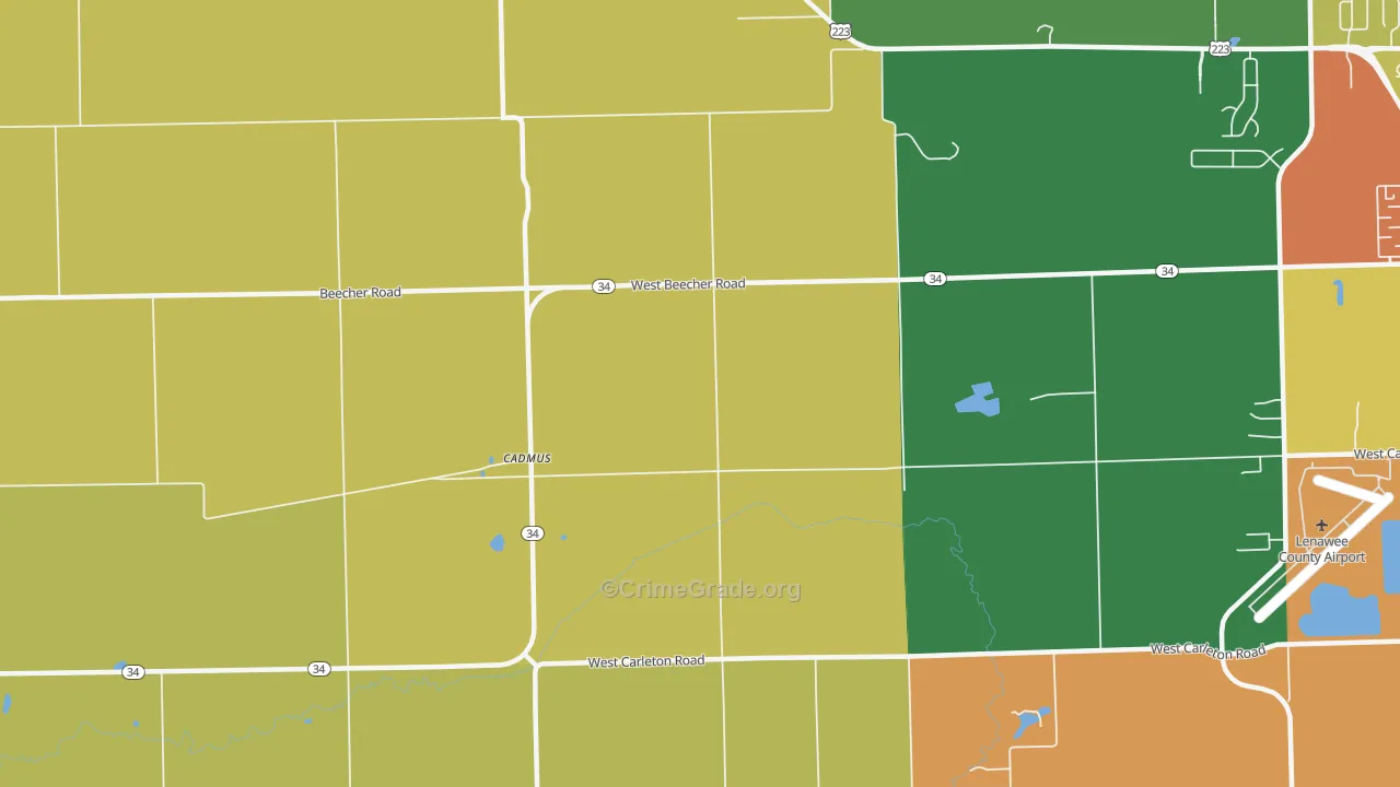 Cadmus, MI Map of Burglary Rates