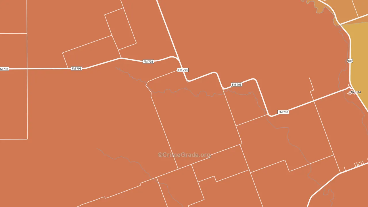 Caesar, TX Map of Burglary Rates