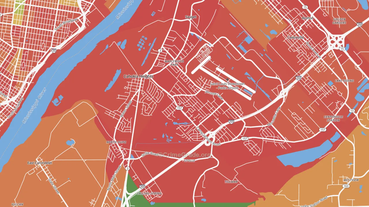 Cahokia, IL Map of Burglary Rates