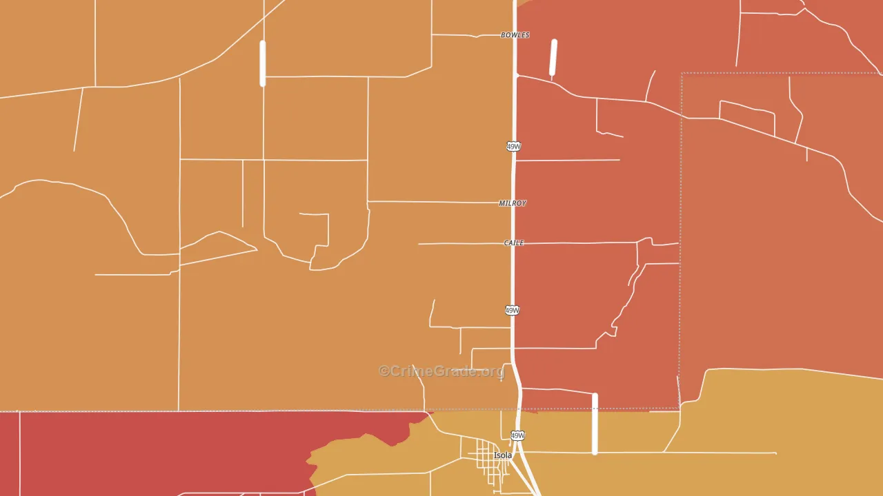 Caile, MS Map of Burglary Rates
