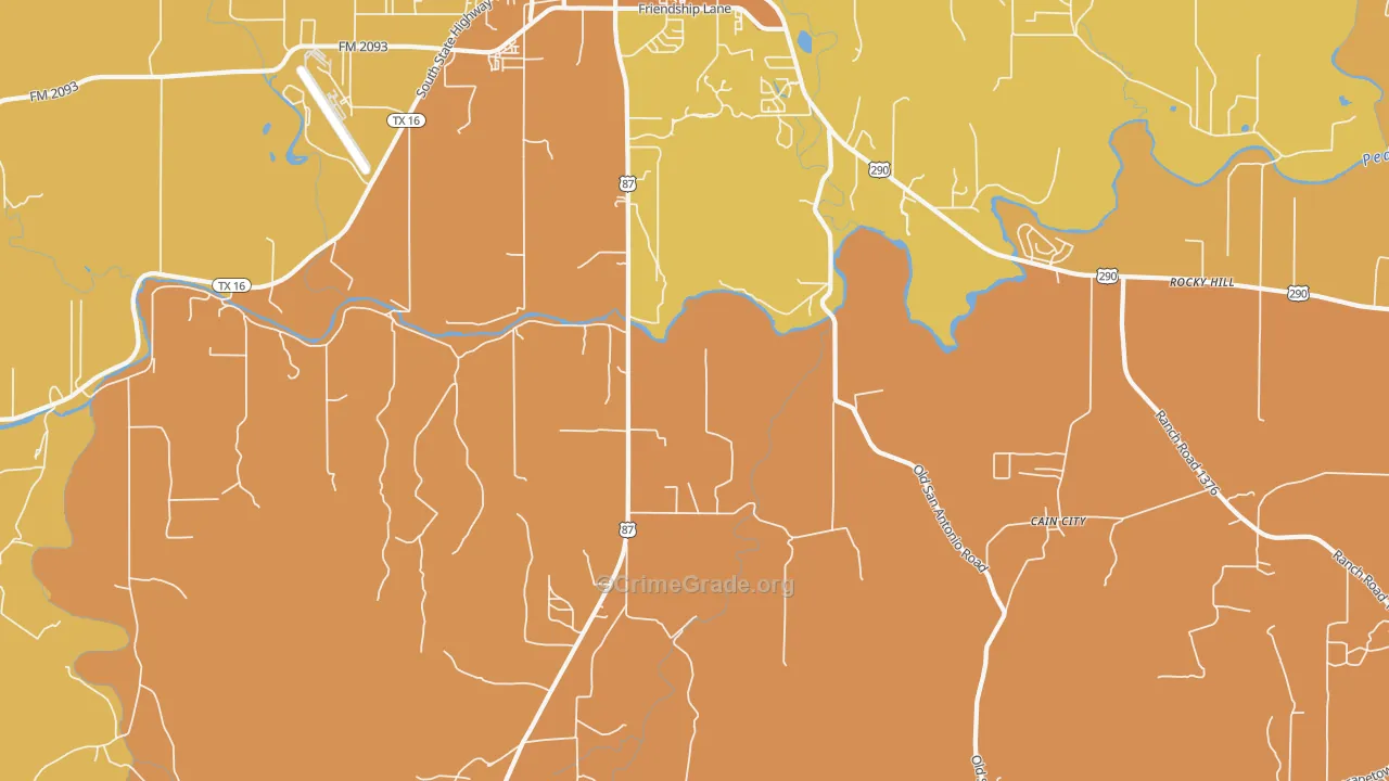 Cain City, TX Map of Burglary Rates