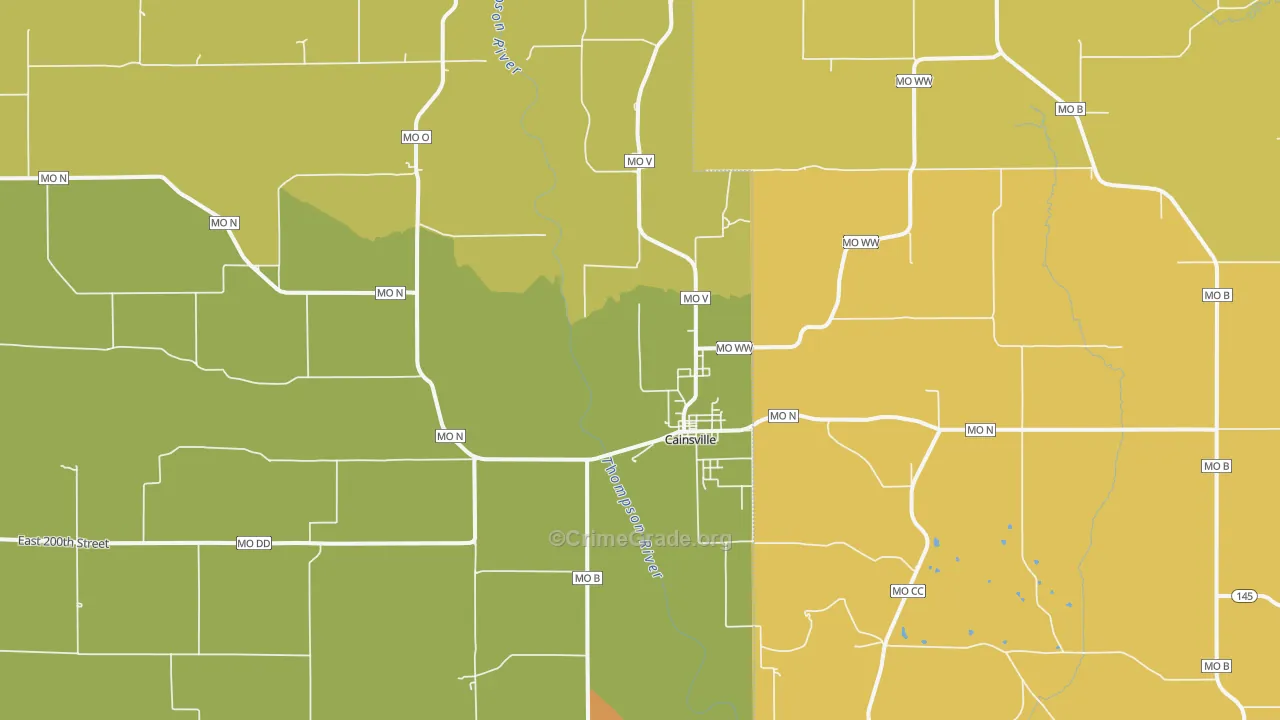 Cainsville, MO Map of Burglary Rates