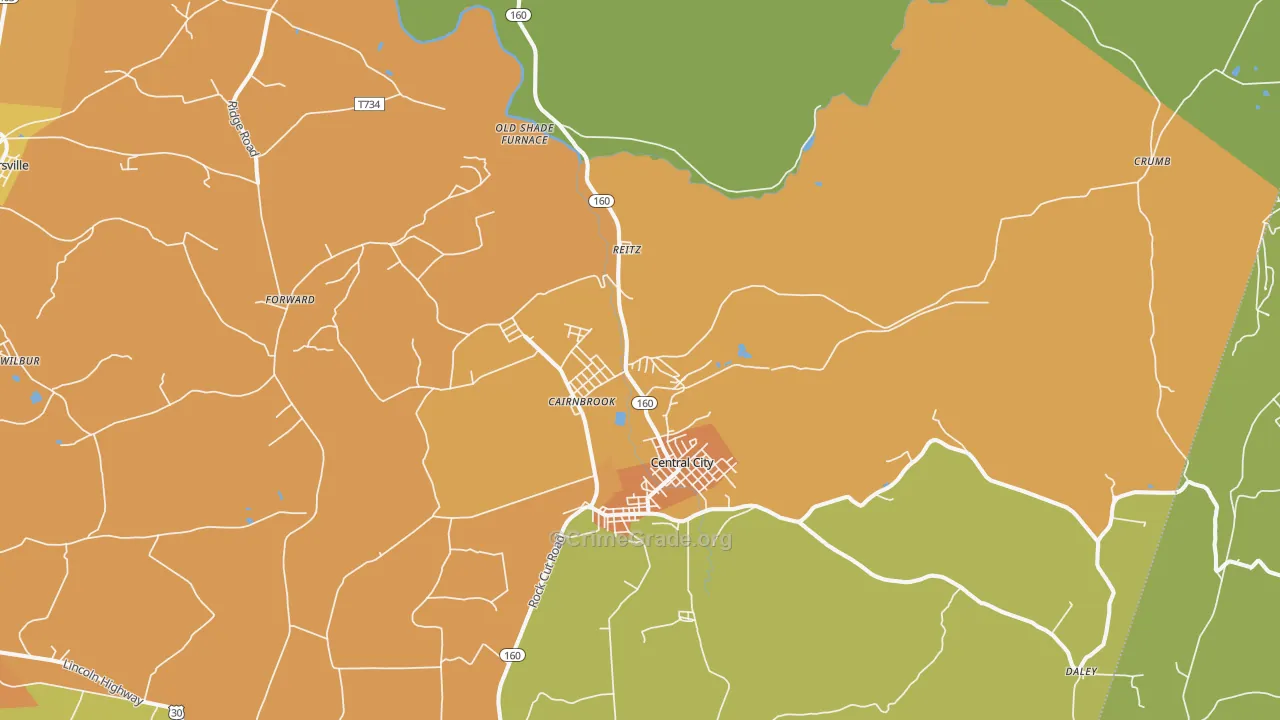 Cairnbrook, PA Map of Burglary Rates