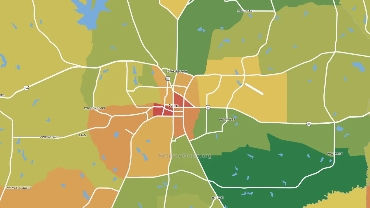Cairo, GA Map of Burglary Rates