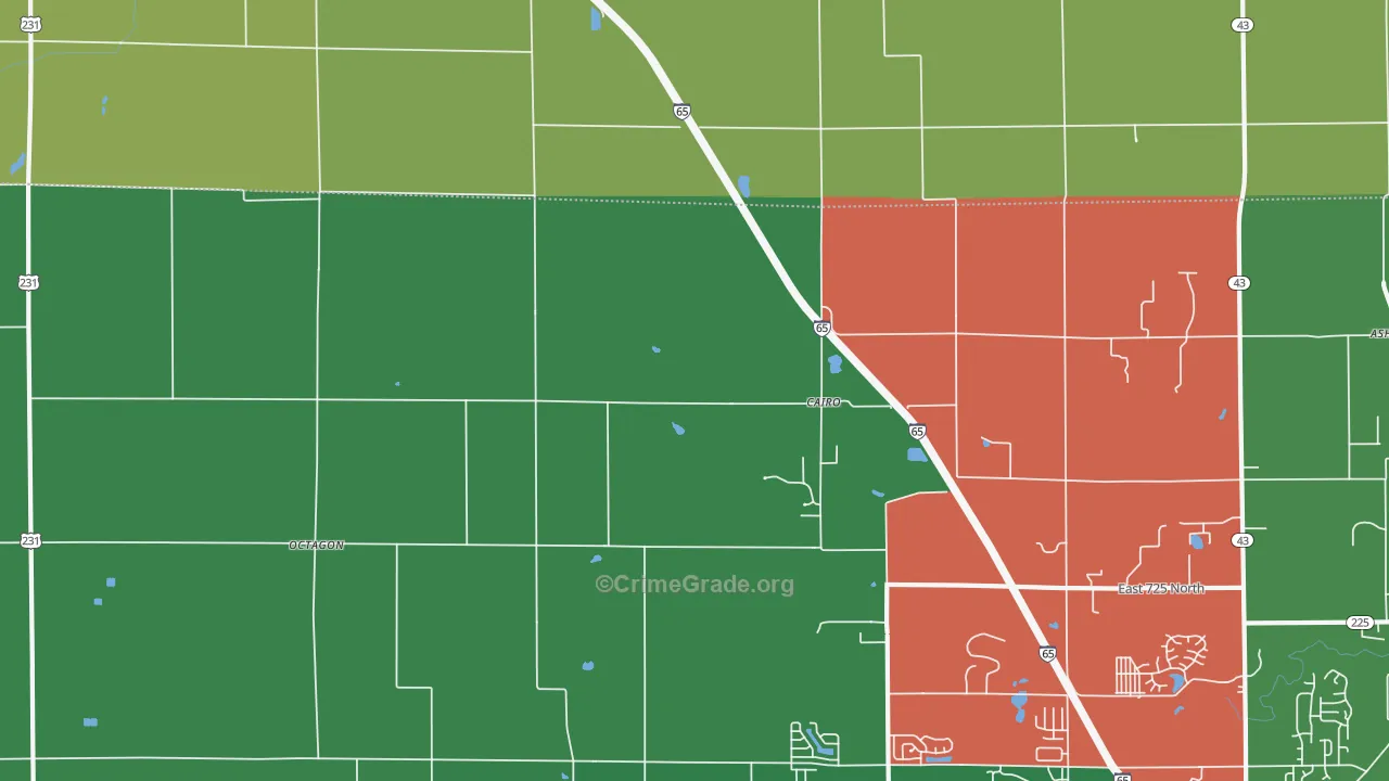 Cairo, IN Map of Burglary Rates