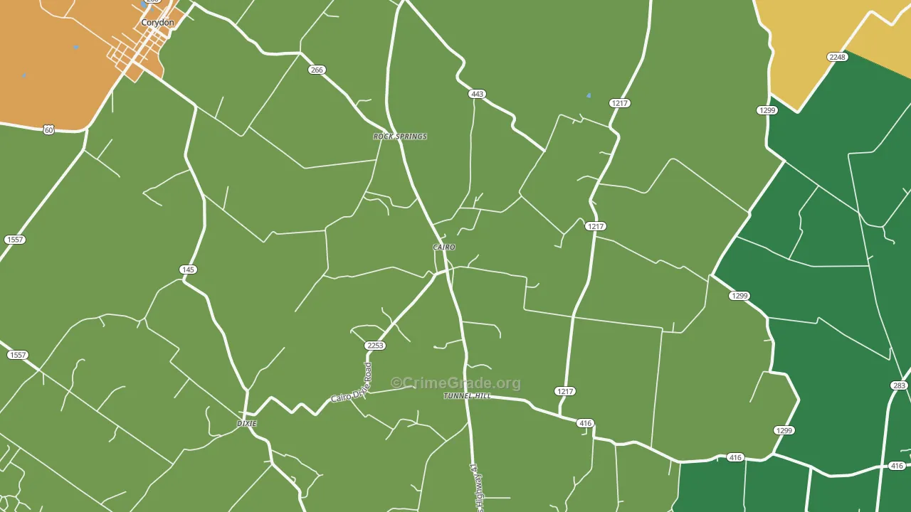 Cairo, KY Map of Burglary Rates