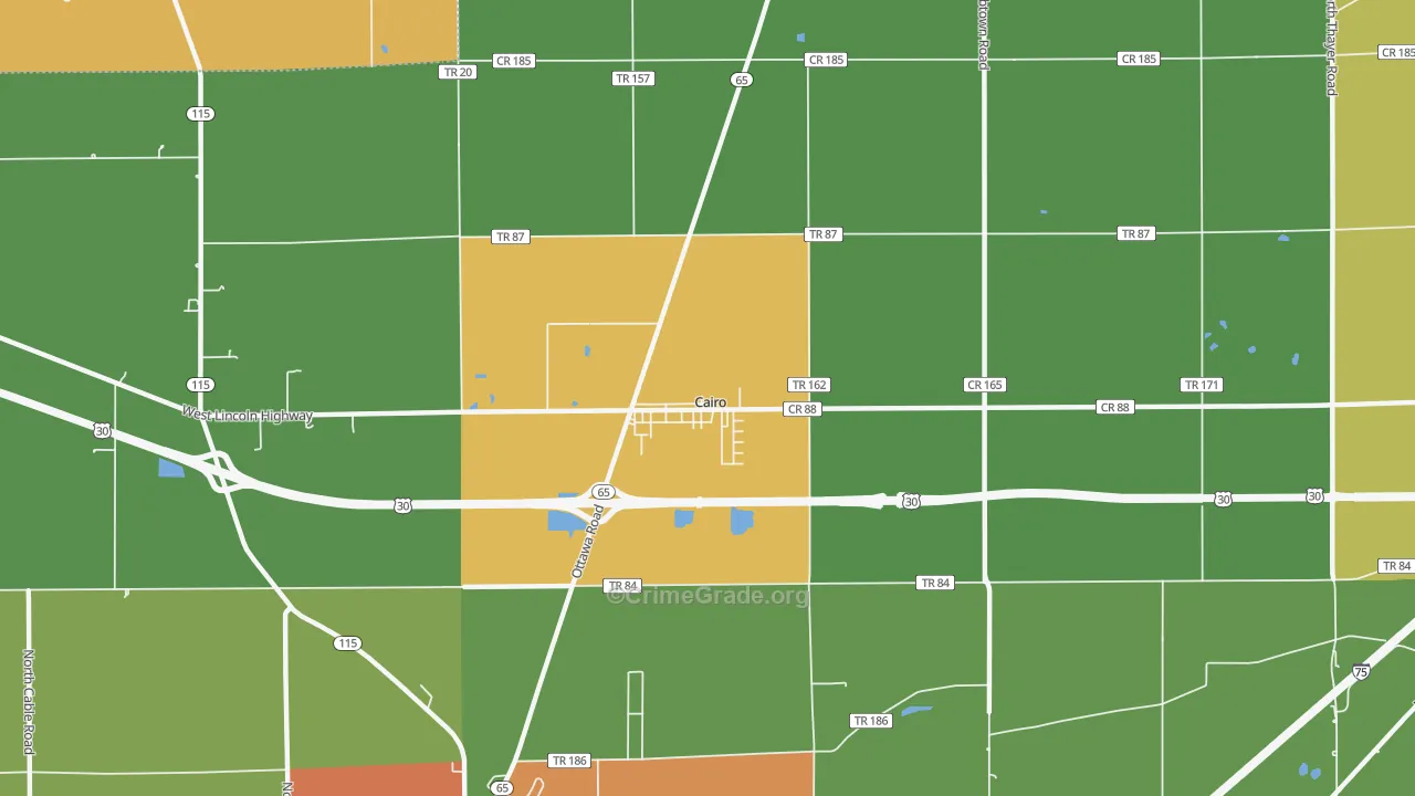 Cairo, OH Map of Burglary Rates