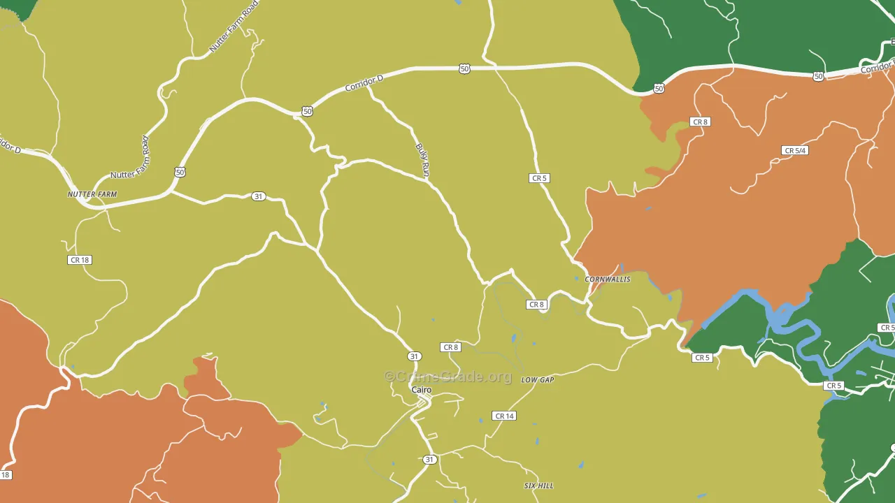 Cairo, WV Map of Burglary Rates