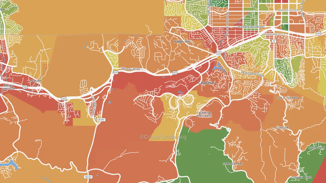 Calabasas, CA Map of Burglary Rates