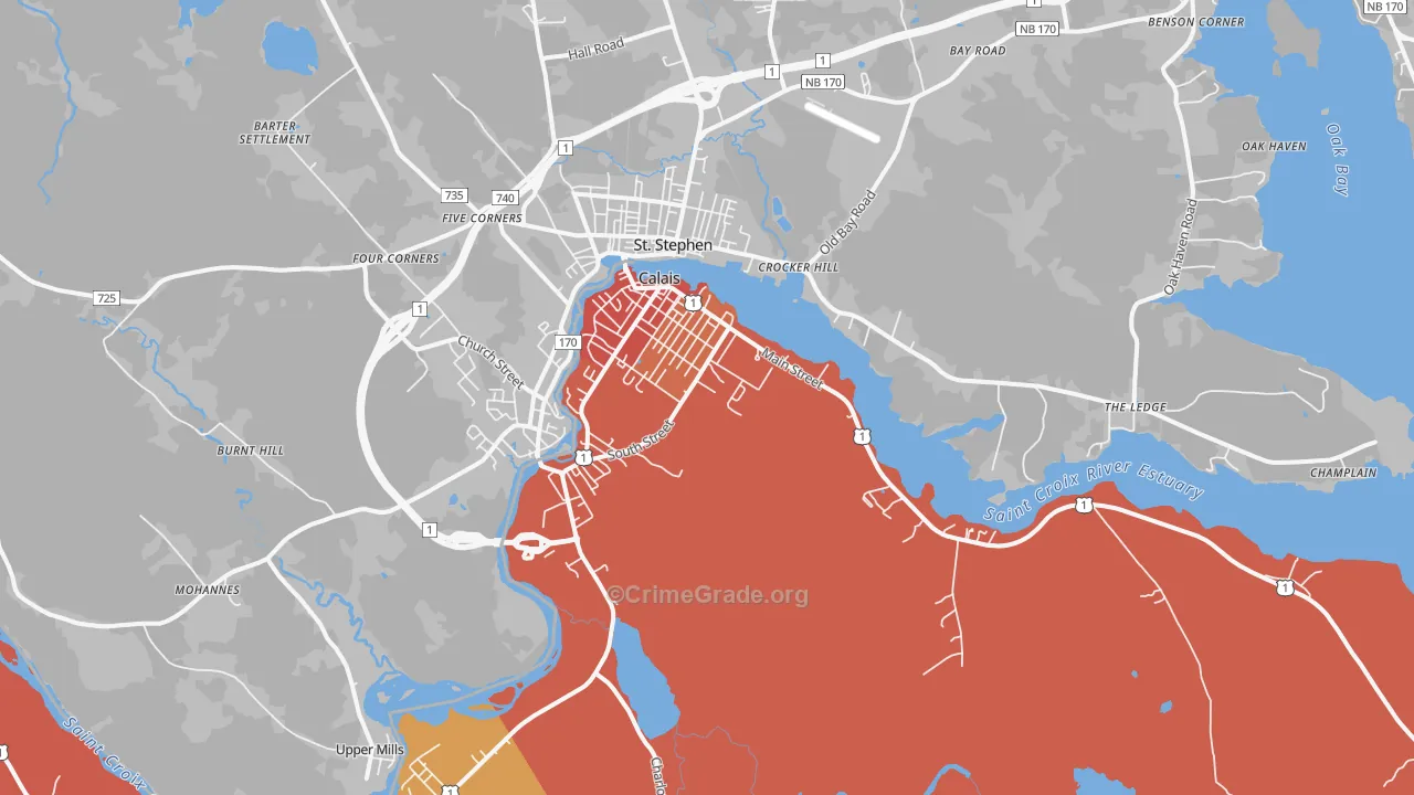 Calais, ME Map of Burglary Rates